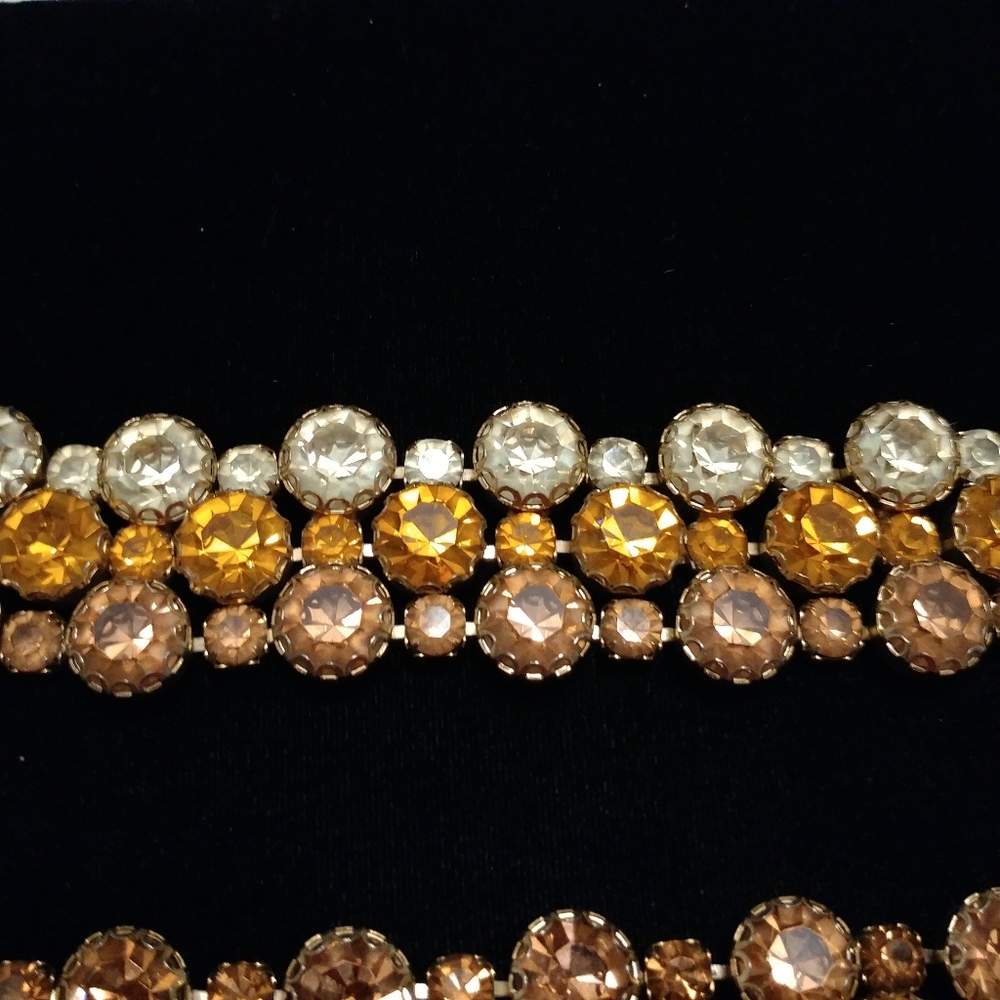 Showstopper Rhinestone Demi-parure Reverse Ombre Topaz Yellow Huge Fall Bling - Picture 9 of 14